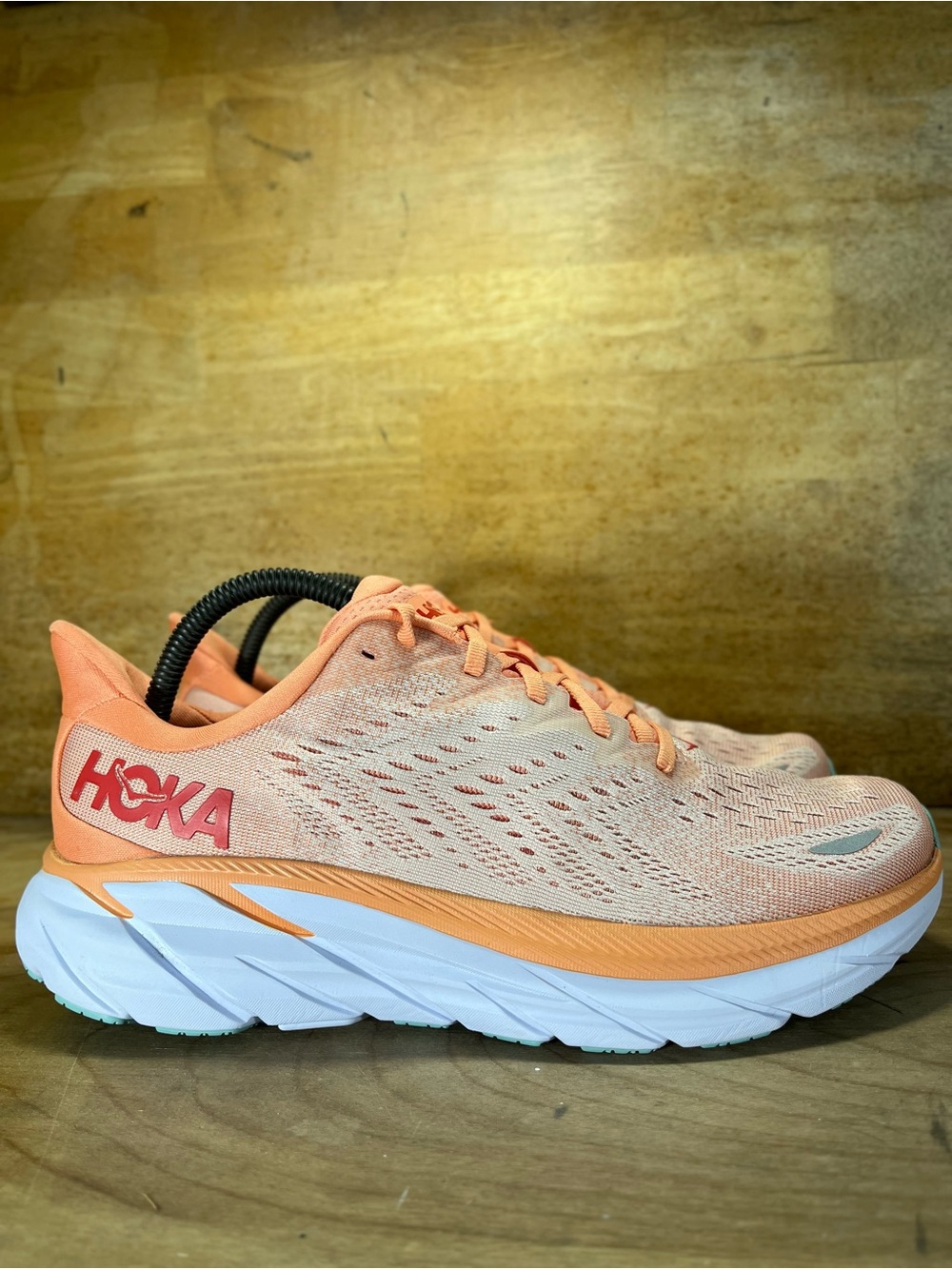 Hoka One One Clifton 8 Womens Size 9 (B) Running Shoes Sneakers Cantaloupe